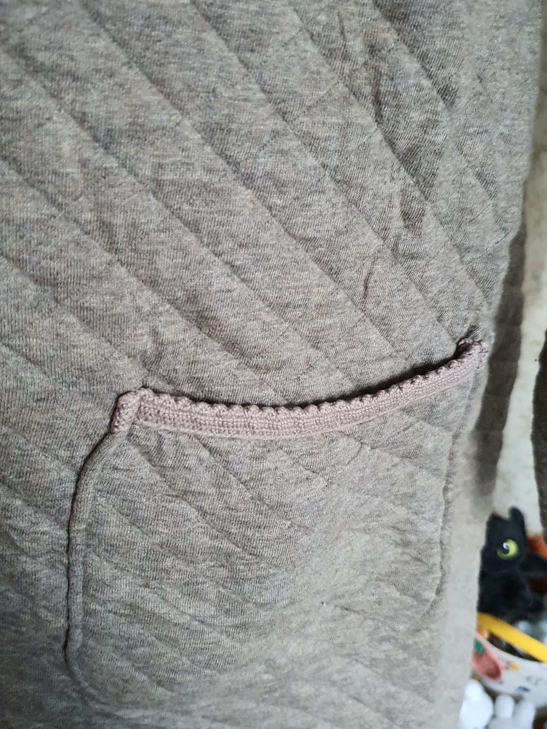 [모리걸] 누빔 체크 후드 롱 코트 상품이미지4