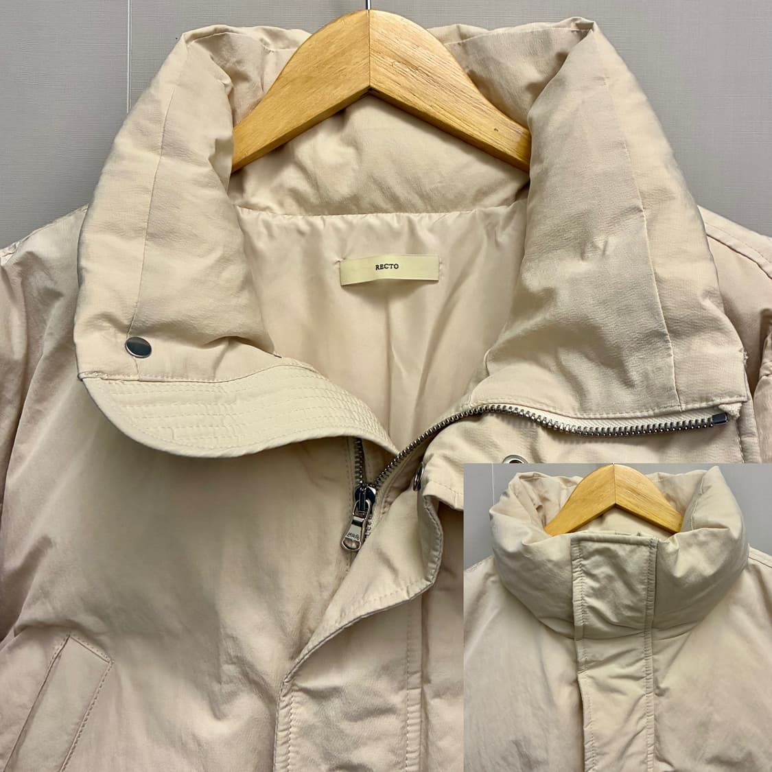 (F)RECTO 렉토 버틀러 푸퍼 덕다운 크롭 숏패딩 크림 상품이미지2