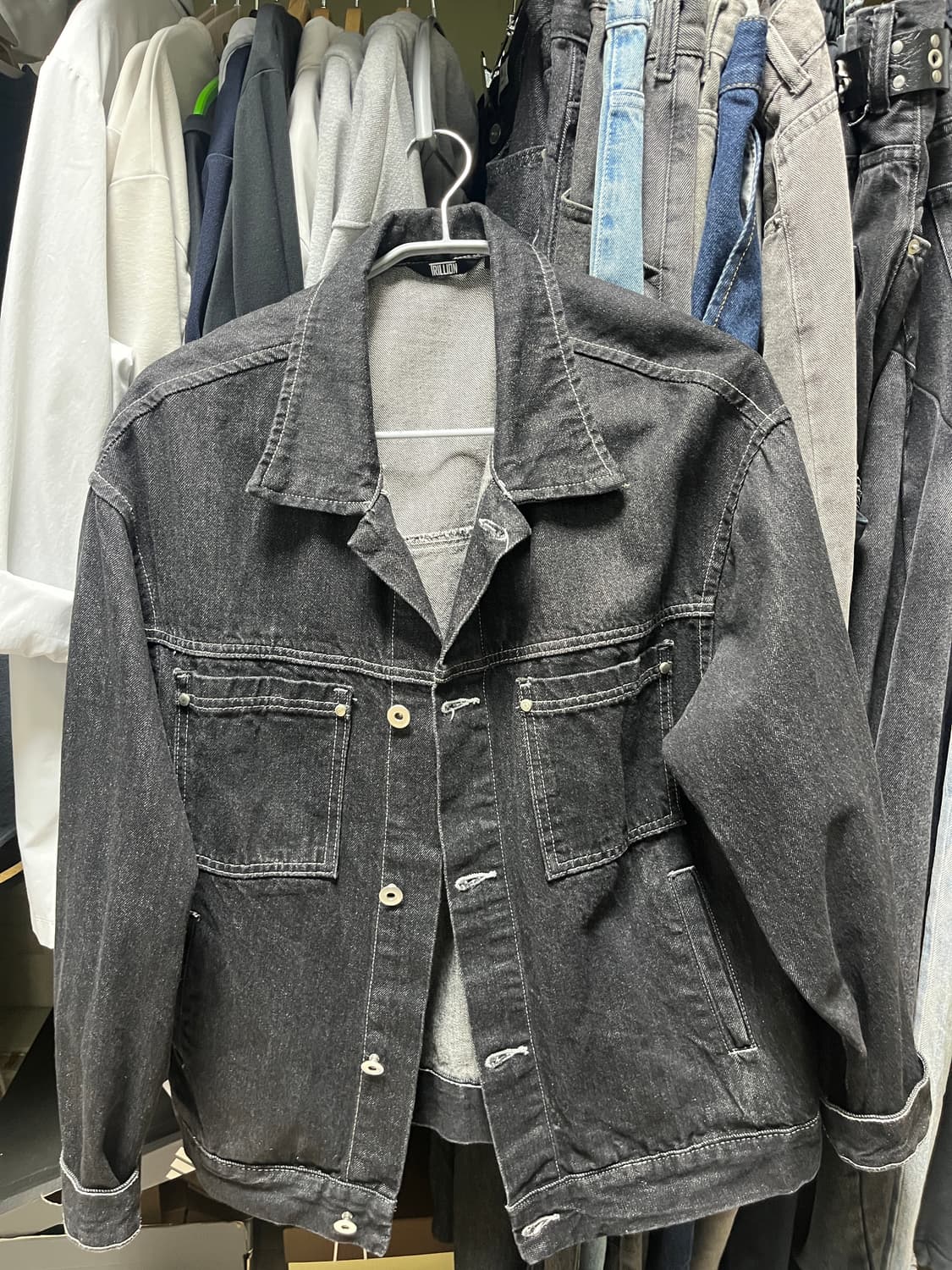 트릴리온 워싱 스티치 데님자켓(BLACk) L사이즈 상품이미지2