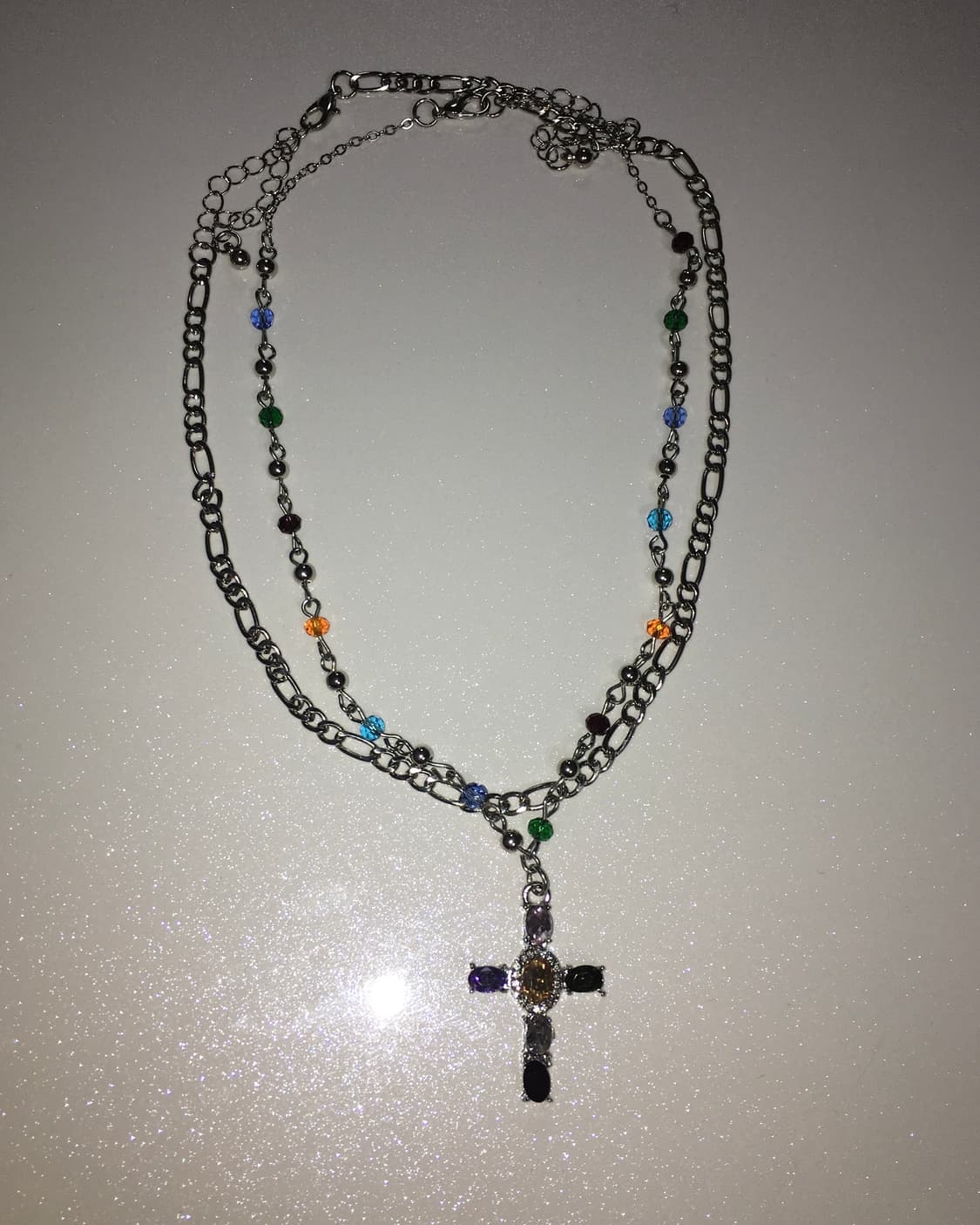 mix color cross necklace+basic chain  상품이미지2