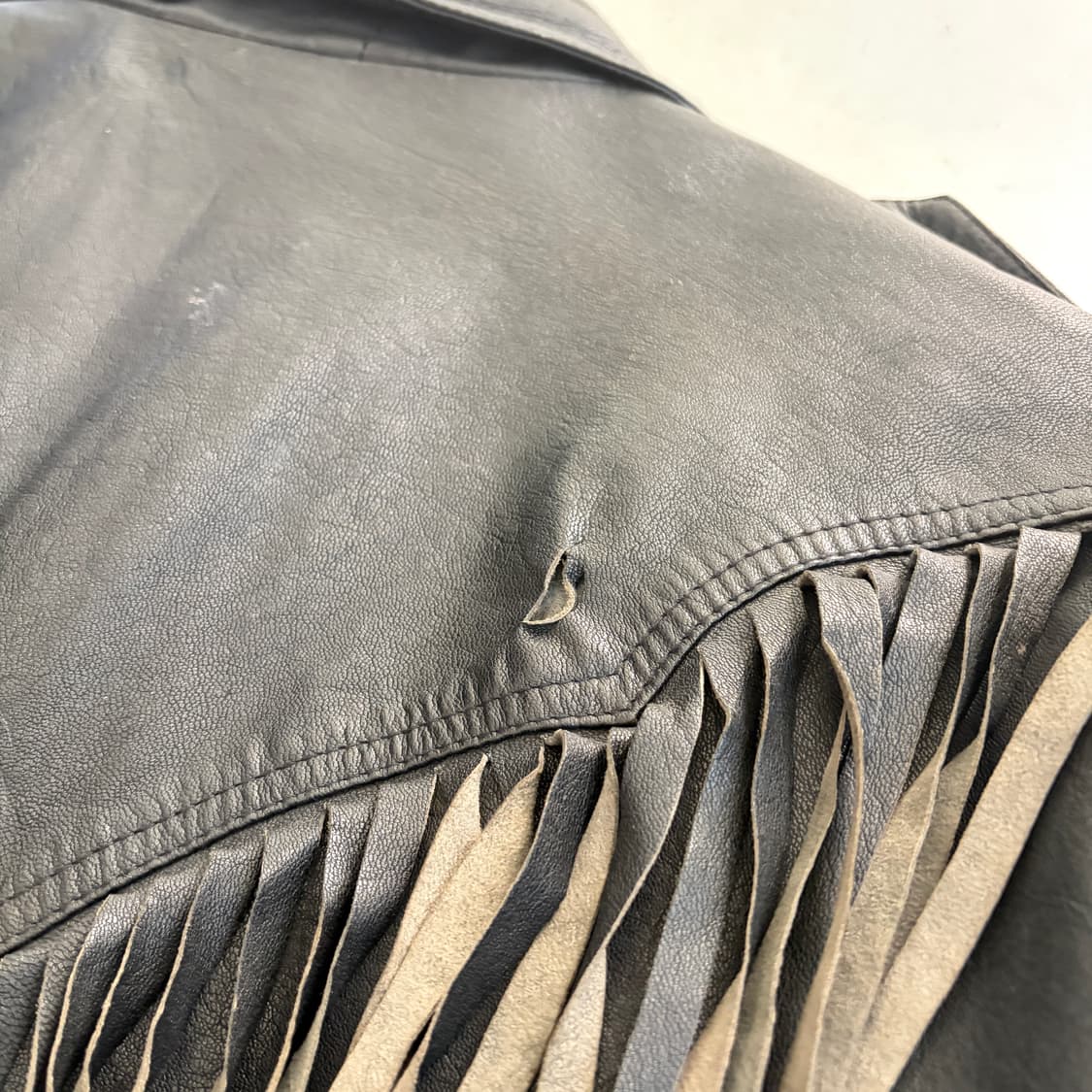 90S REAL LEATHER 빈티지 프린지 가죽자켓 M 상품이미지9