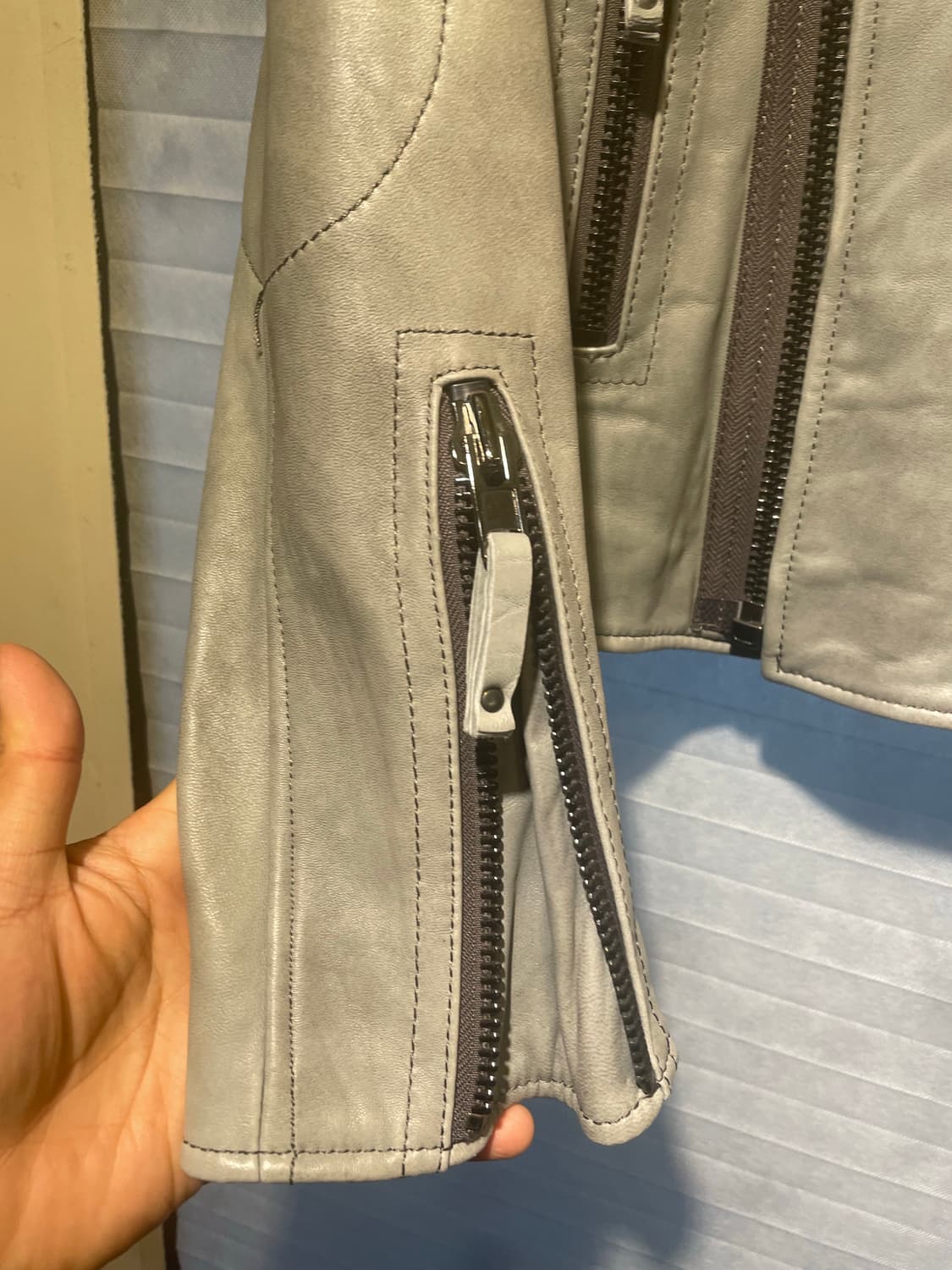 그레이양가죽100% 라이더자켓 66사이즈 상품이미지2