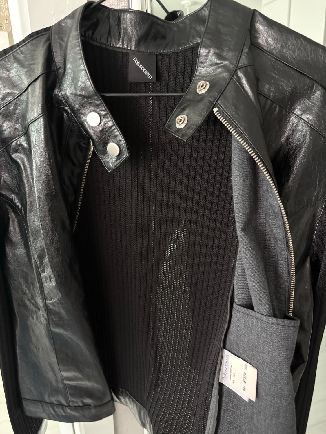 RIBBED PANEL BIKER JACKET 상품이미지3