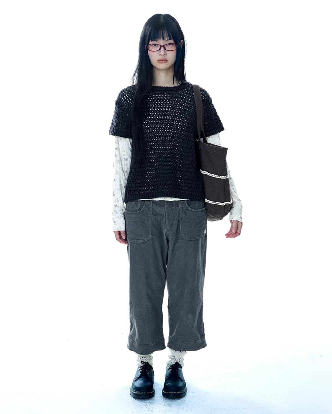 코이세이오 포잉 하프 니트 차콜 상품이미지2