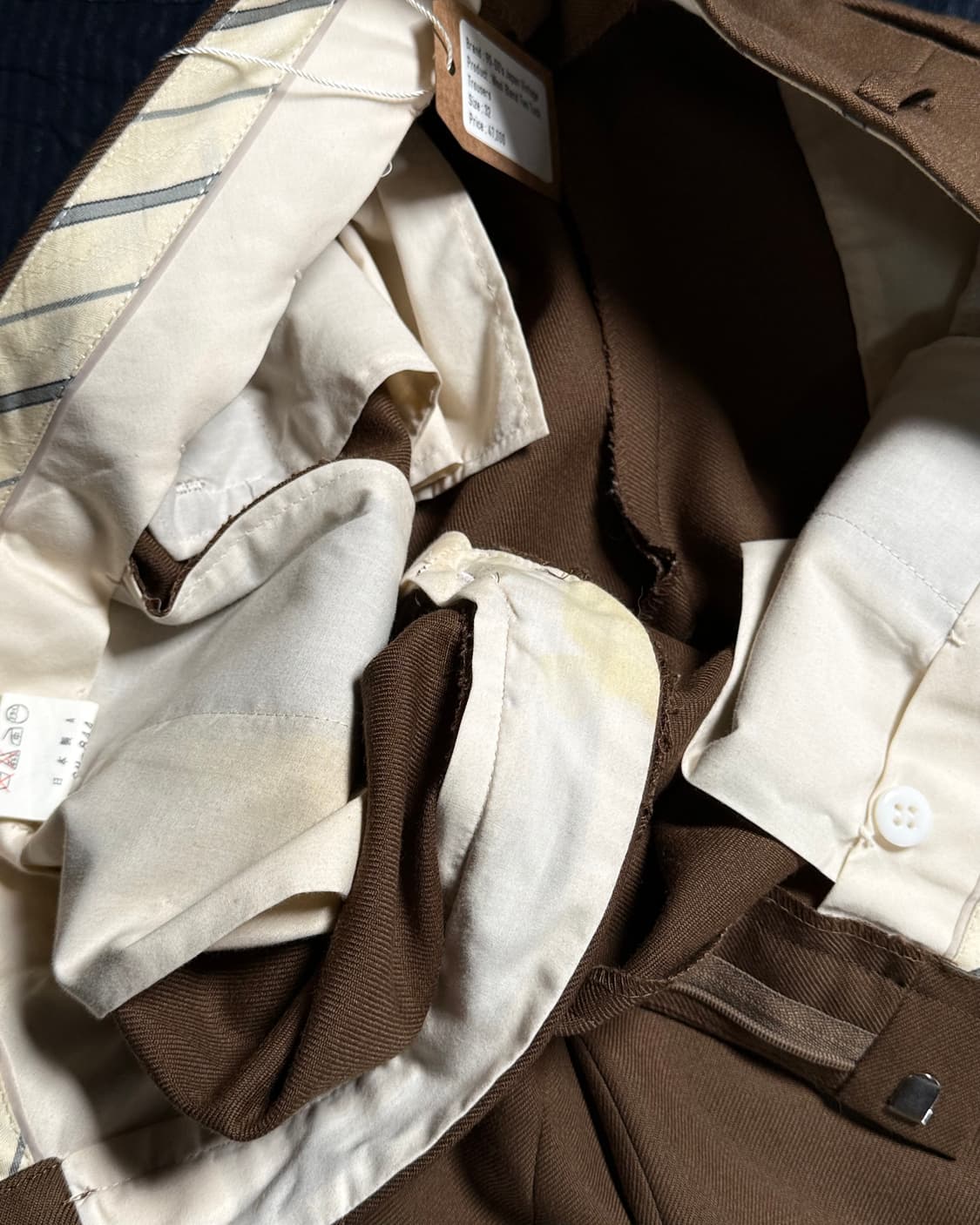 90-00's 일본 빈티지 울 블랜드 투턱 트라우저 32 상품이미지4