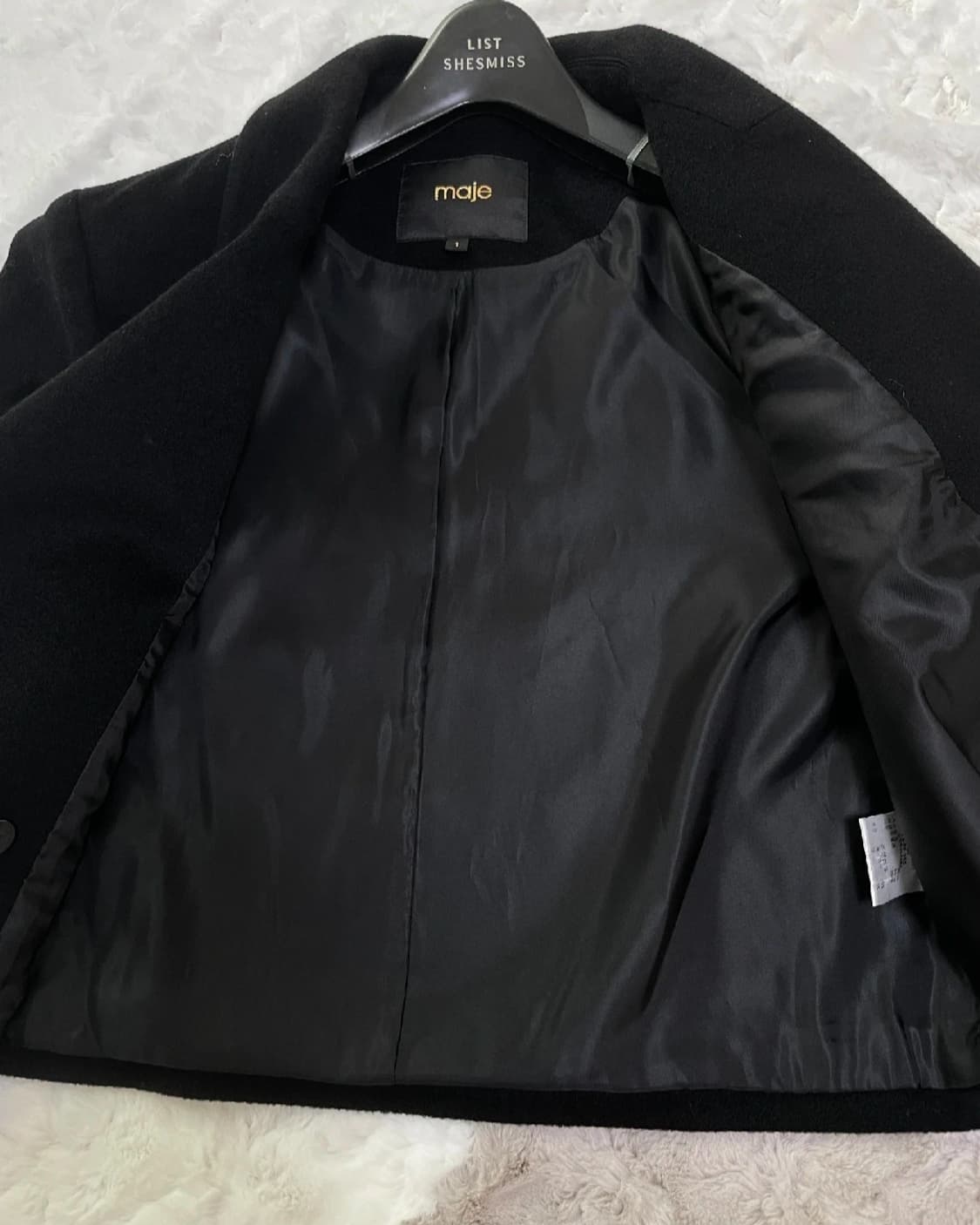 마쥬 캐시미어 혼방 더블 자켓 블랙 1사이즈 상품이미지2