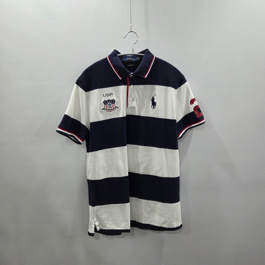 폴로랄프로렌 피케 카라 USA 스트라이프 반팔티 L 상품이미지1