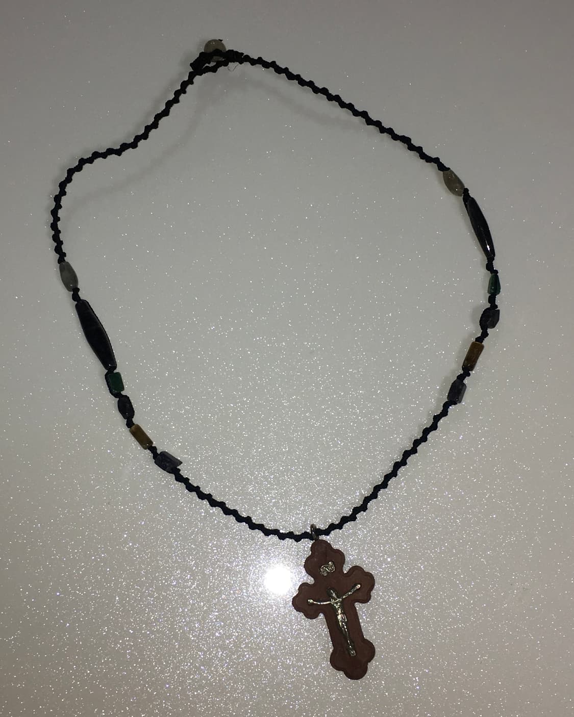 stone wood cross necklace  상품이미지1