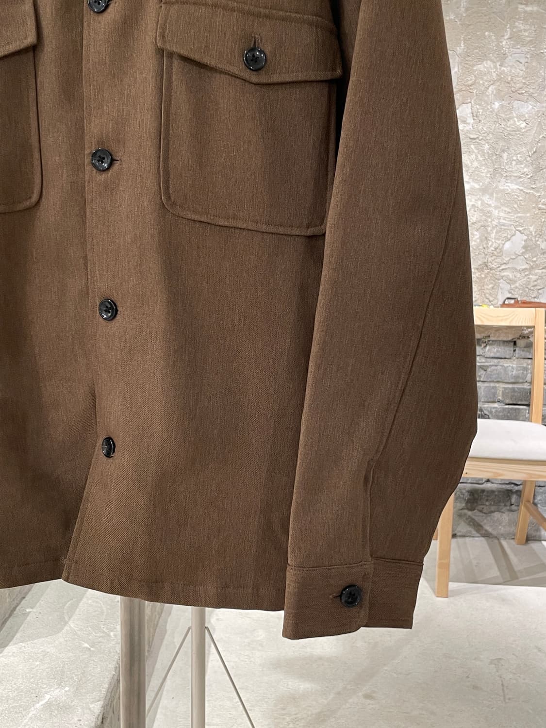 서퓨즈 브라운 체스트 포켓 라이닝 폴리에스터 셔츠 자켓 상품이미지5