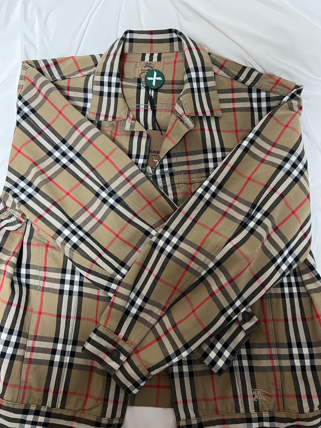 슈프림X버버리 셔츠 체크 자켓 L 크림판 상품이미지2