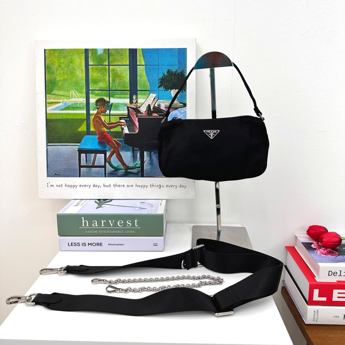 정품 프라다 나일론 호보백 블랙 미니백 (한국명품감정원 감정) 상품이미지7