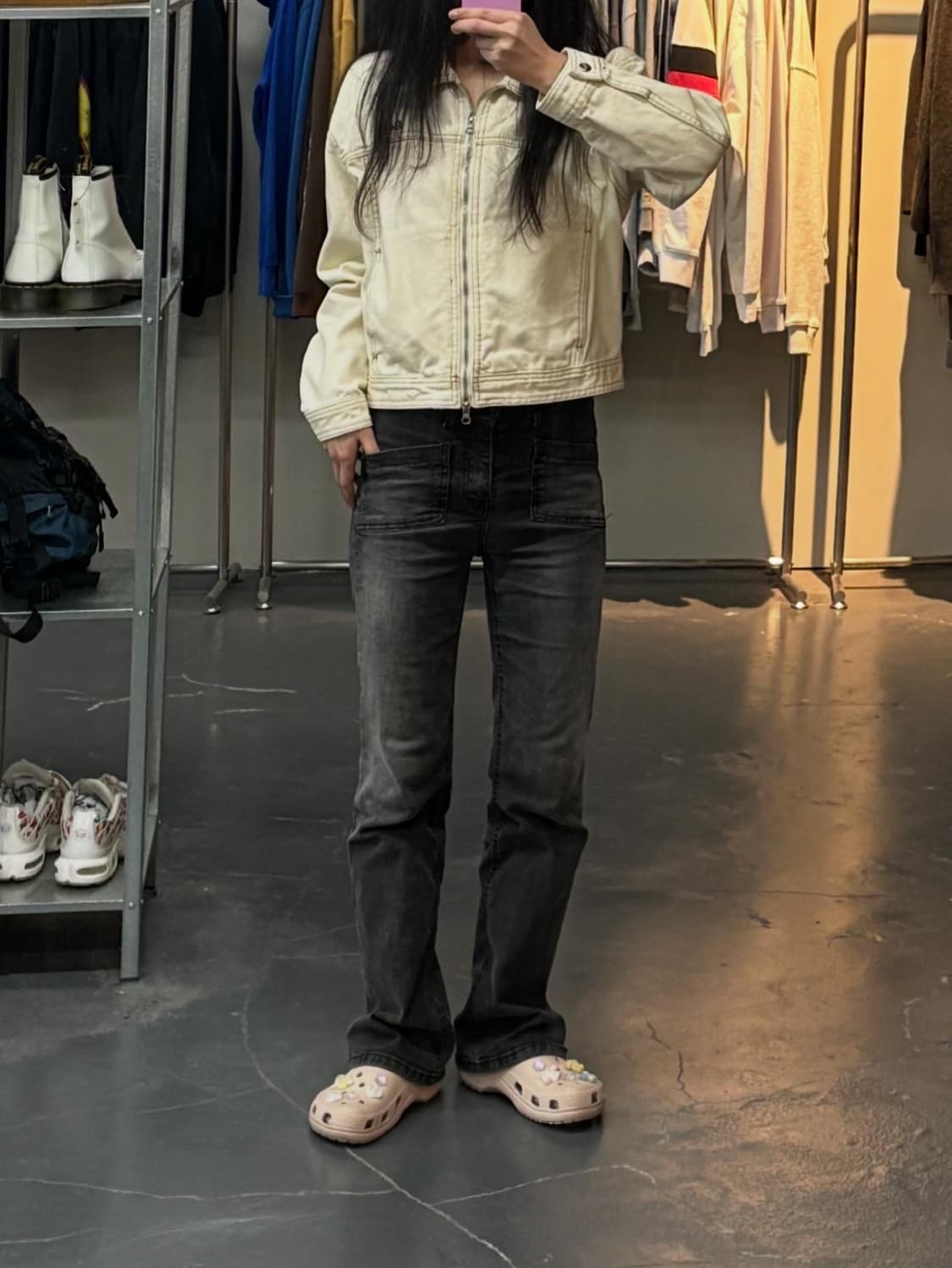 골라 W 크롭 트러커 아이보리 데님 자켓 A2798 상품이미지1