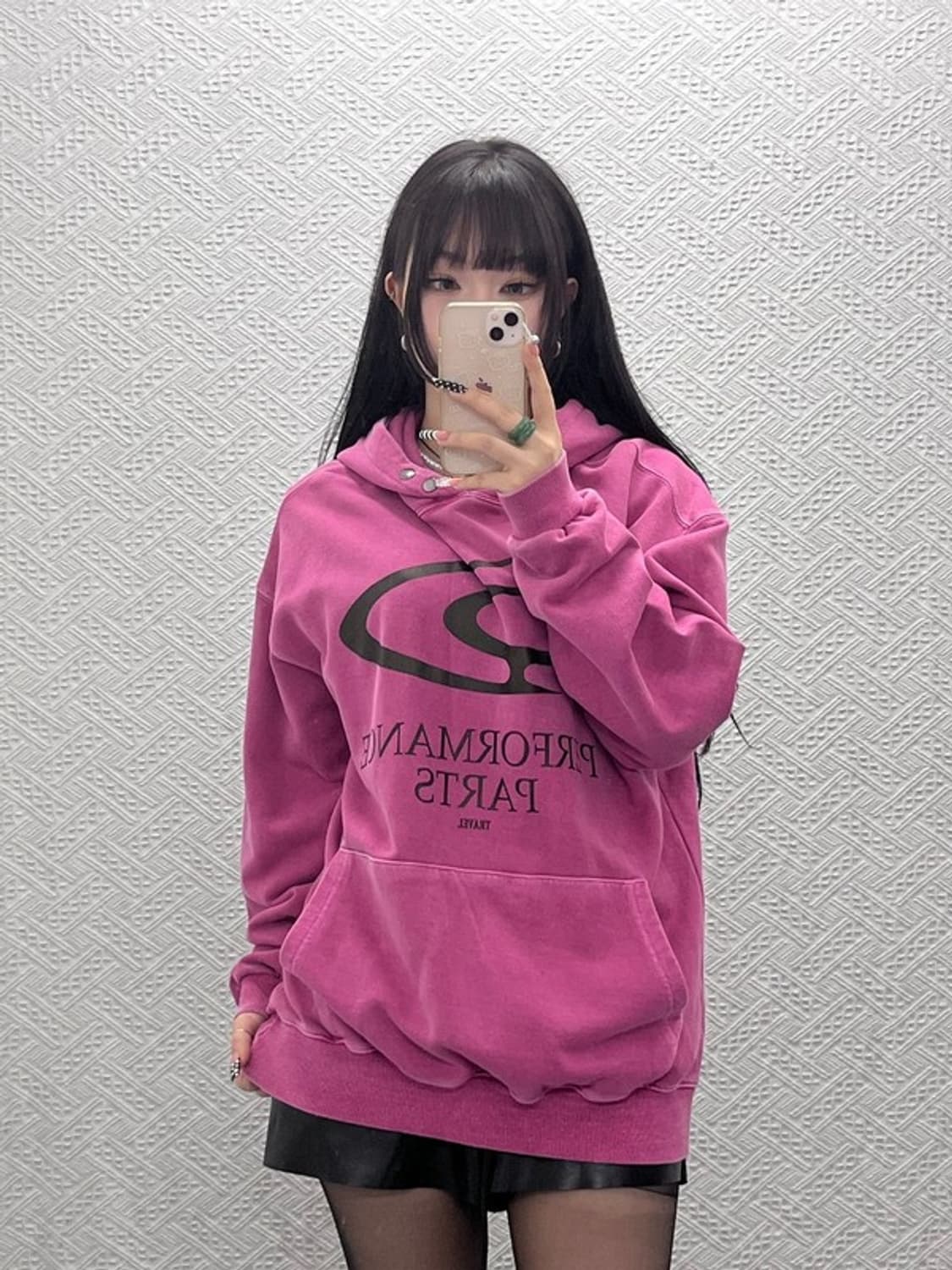 트래블 Y2K 레트로 스트릿 마젠타핑크 오버핏 후드티 M C10516 상품이미지2