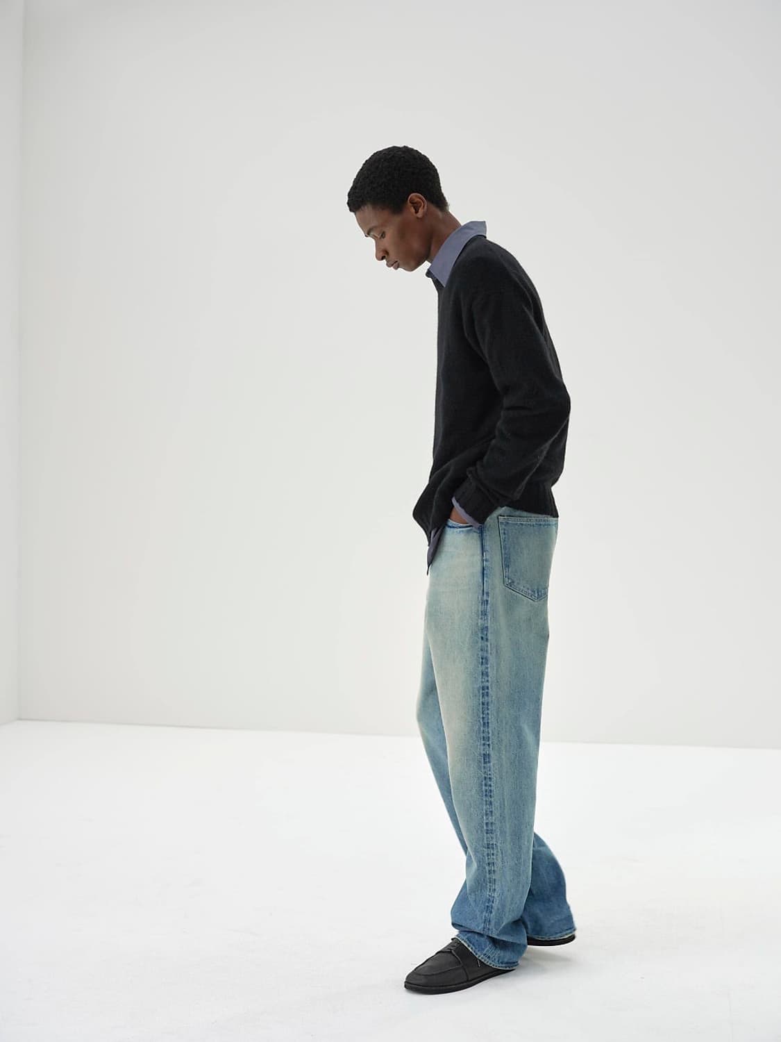 [5] 오라리 Auralee 셀비지 페이디드 데님 와이드 팬츠 팝니다 상품이미지3