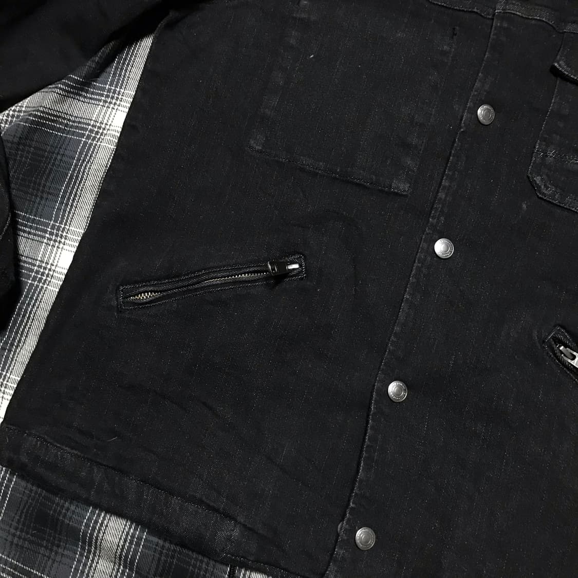 90s 재팬 블랙 워싱 데님 믹스 코치 자켓 상품이미지3