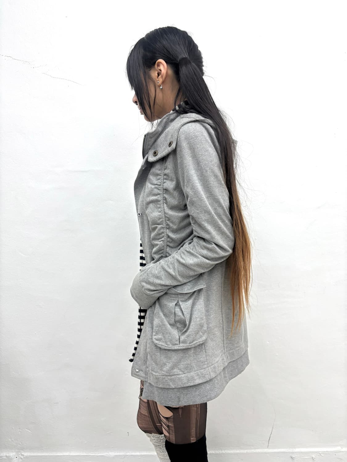 Shirring gray hood jacket    상품이미지3