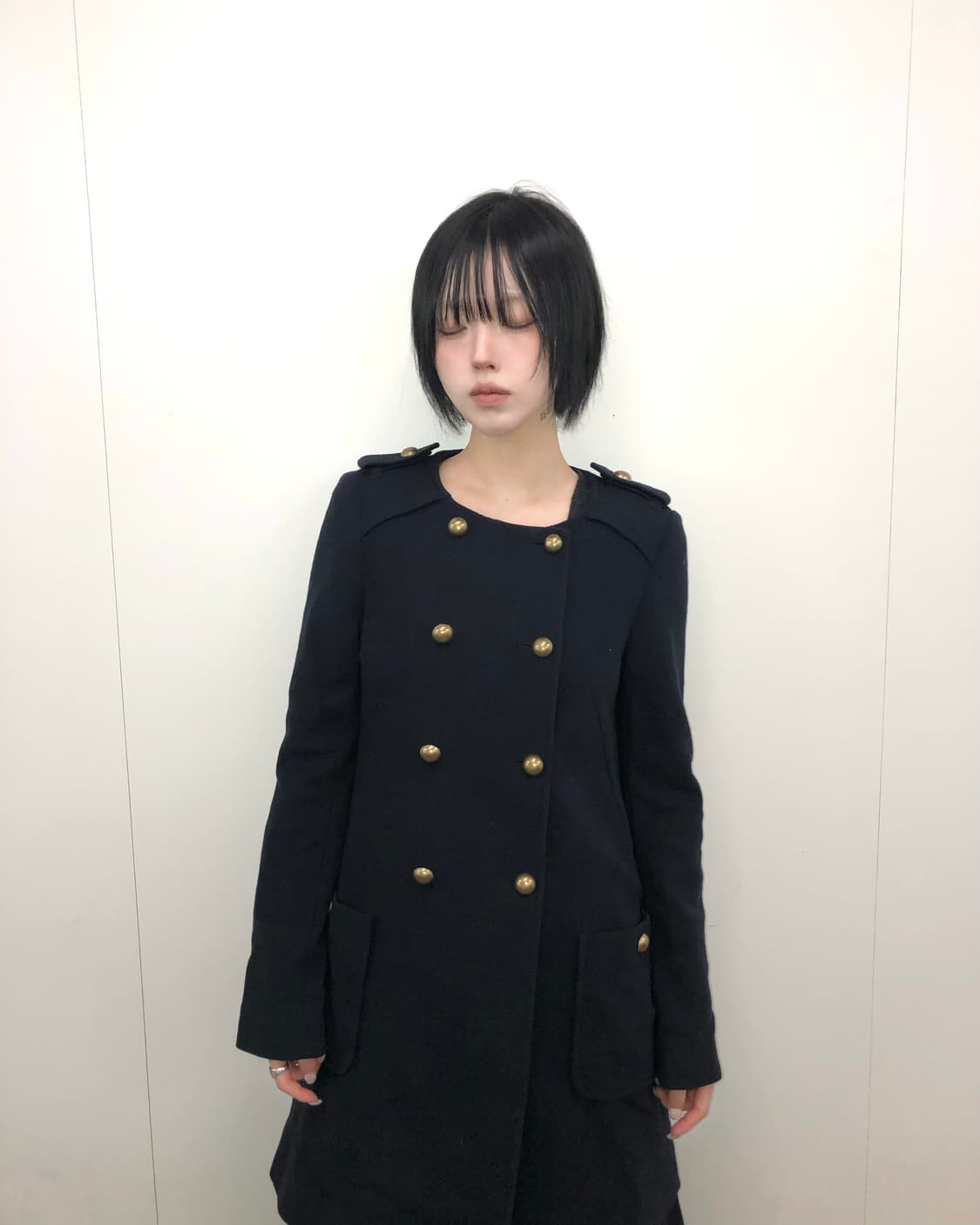 네이비 나폴레옹 롱 코트 상품이미지1