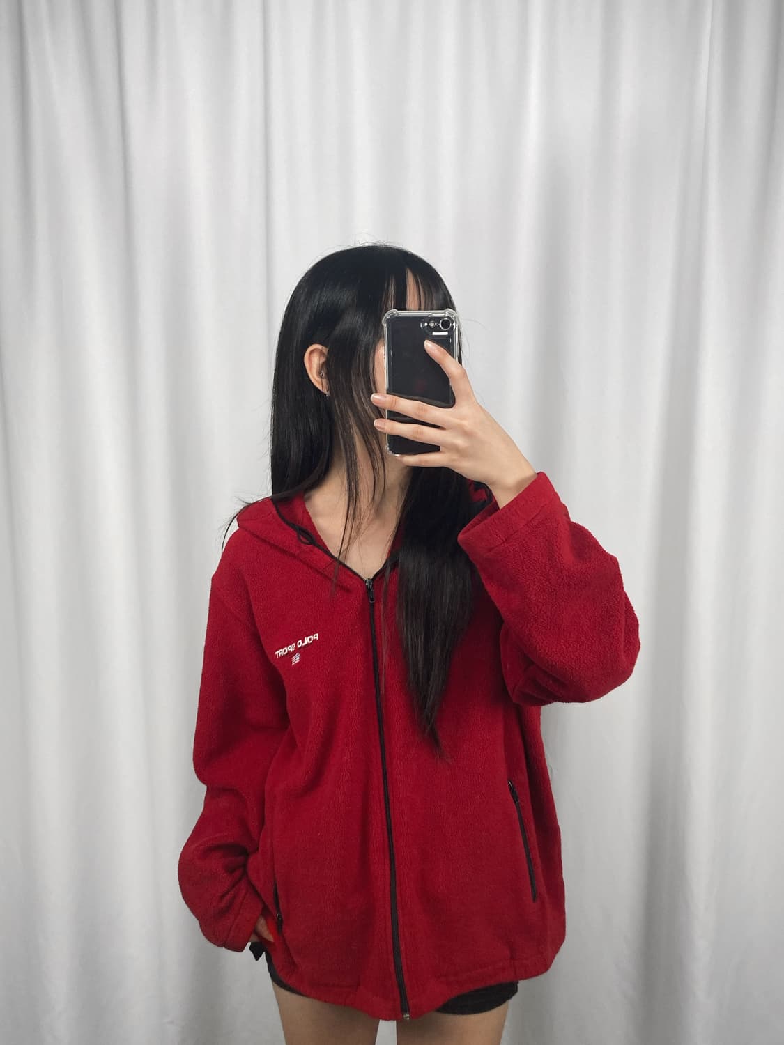 폴로 레드 플리스 후드집업 자켓 상품이미지2