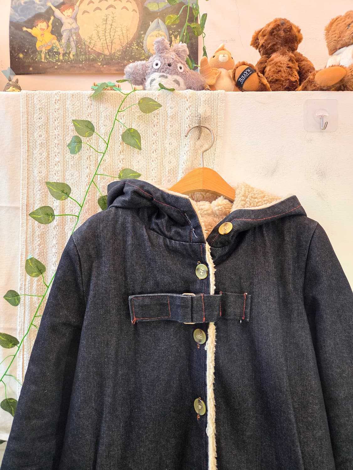 양털 안감 데님 후드 아우터 상품이미지2