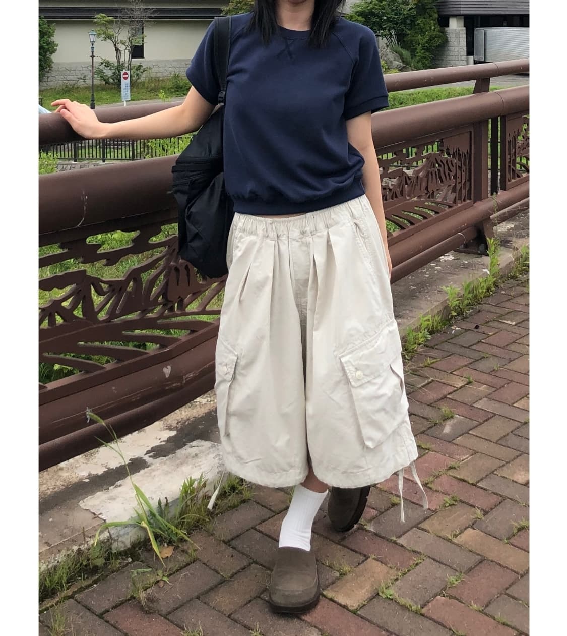 유데모닉 래글런 반팔 맨투맨 네이비 상품이미지3