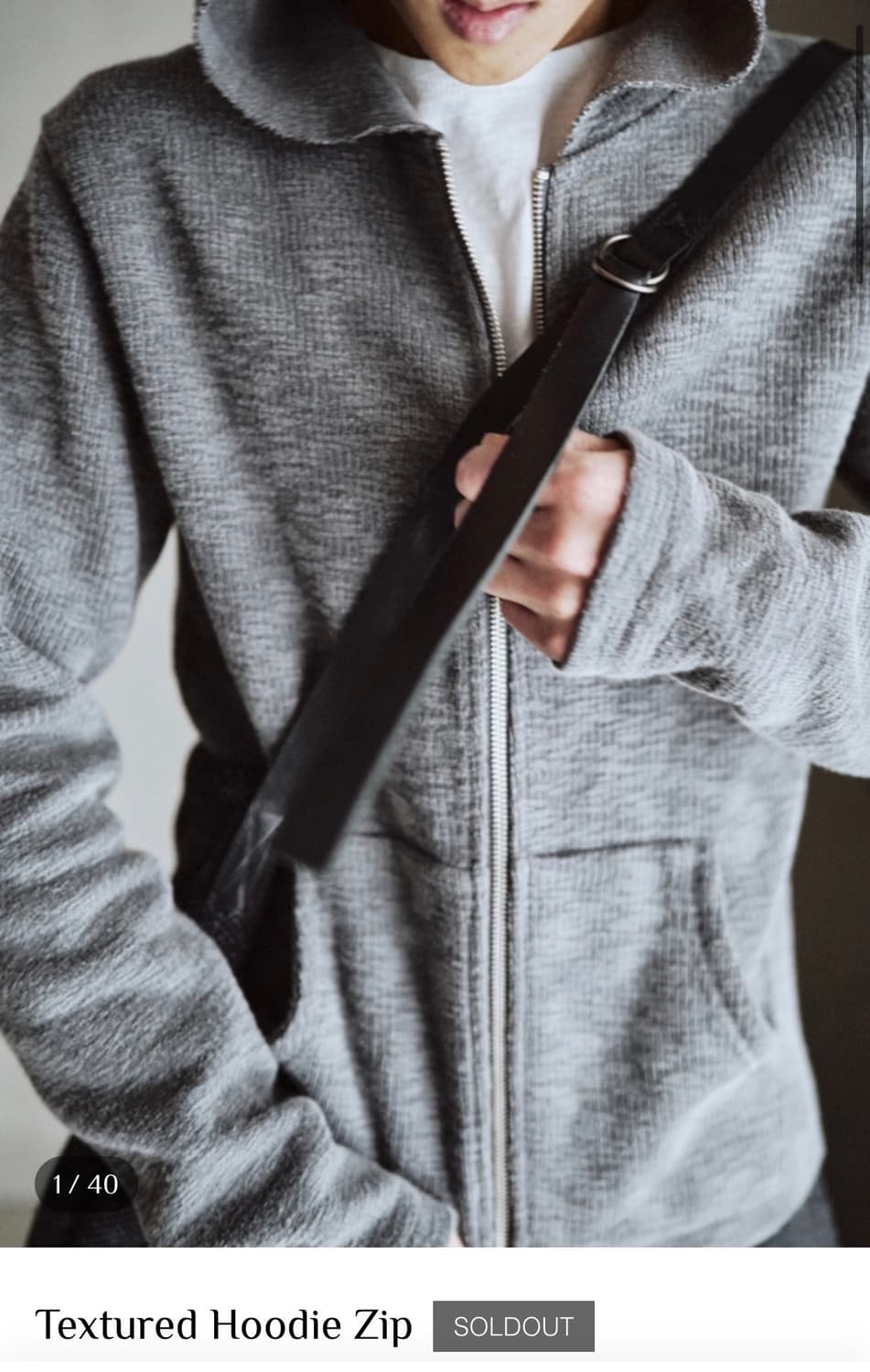 모노프리베 택스쳐 후드집업 그레이-2 상품이미지1