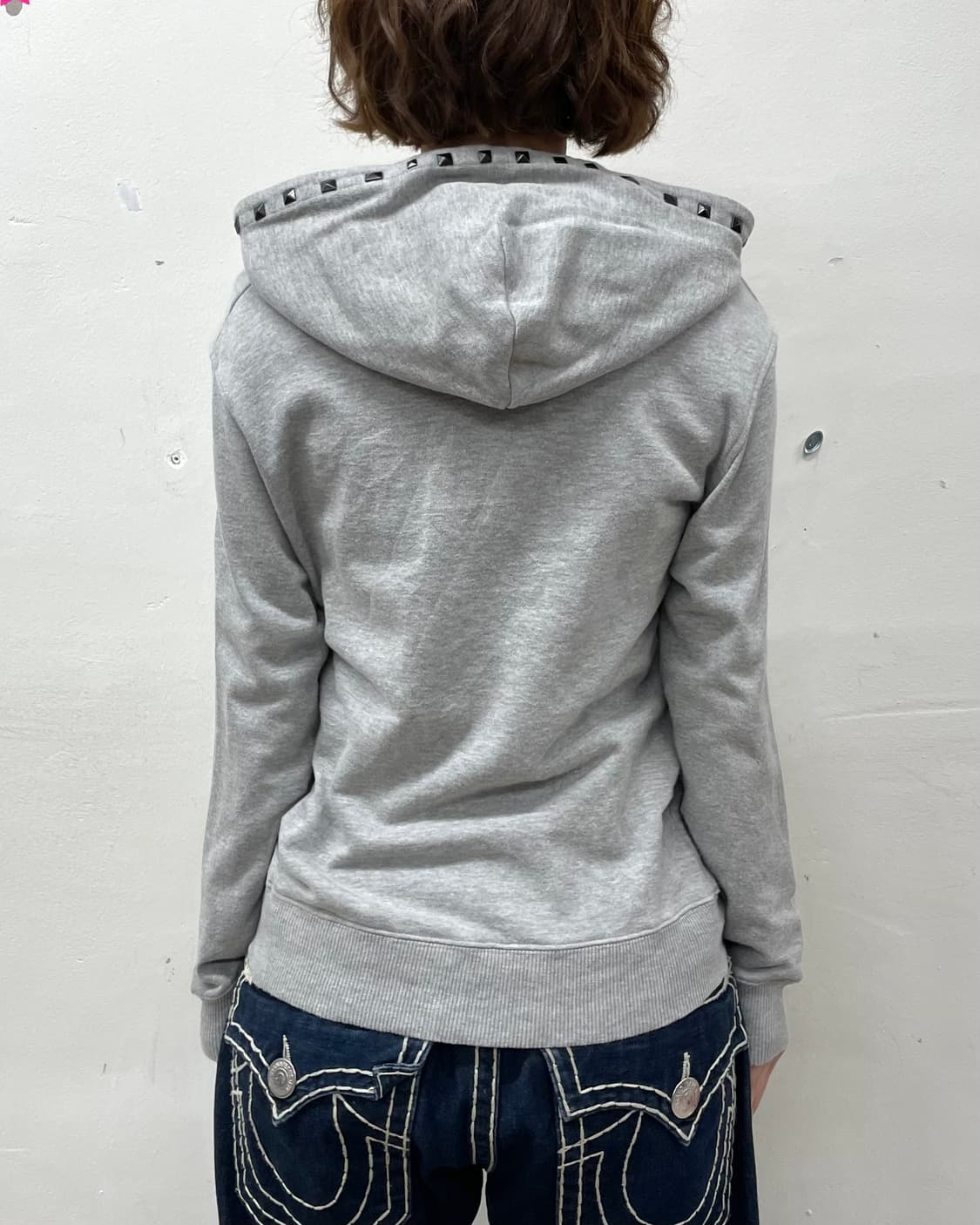 Asymmetric Zipper Stud Gray Hooded Zip 상품이미지3