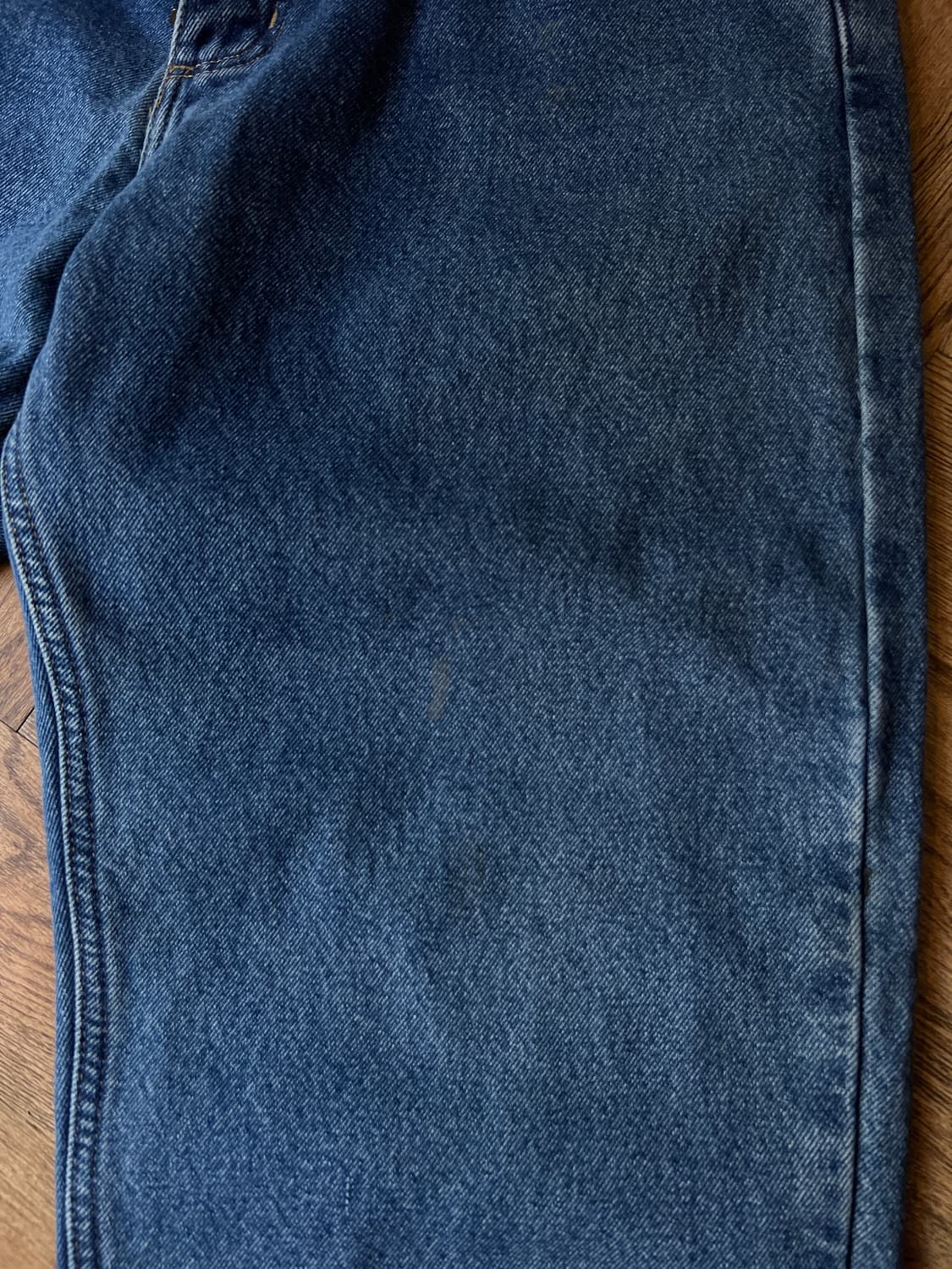 [34]칼하트 USA 체크 라이닝 미디엄블루 워크 데님 팬츠 상품이미지5