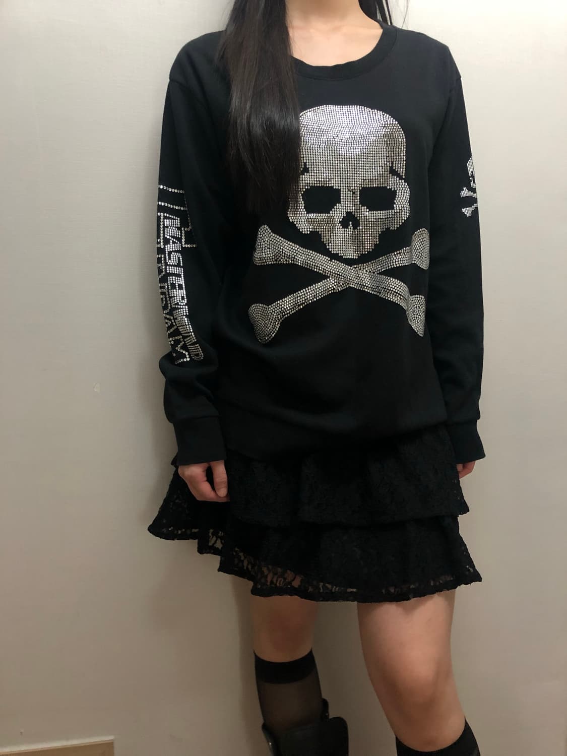 빈티지 블랙 스컬 스웻셔츠 상품이미지6