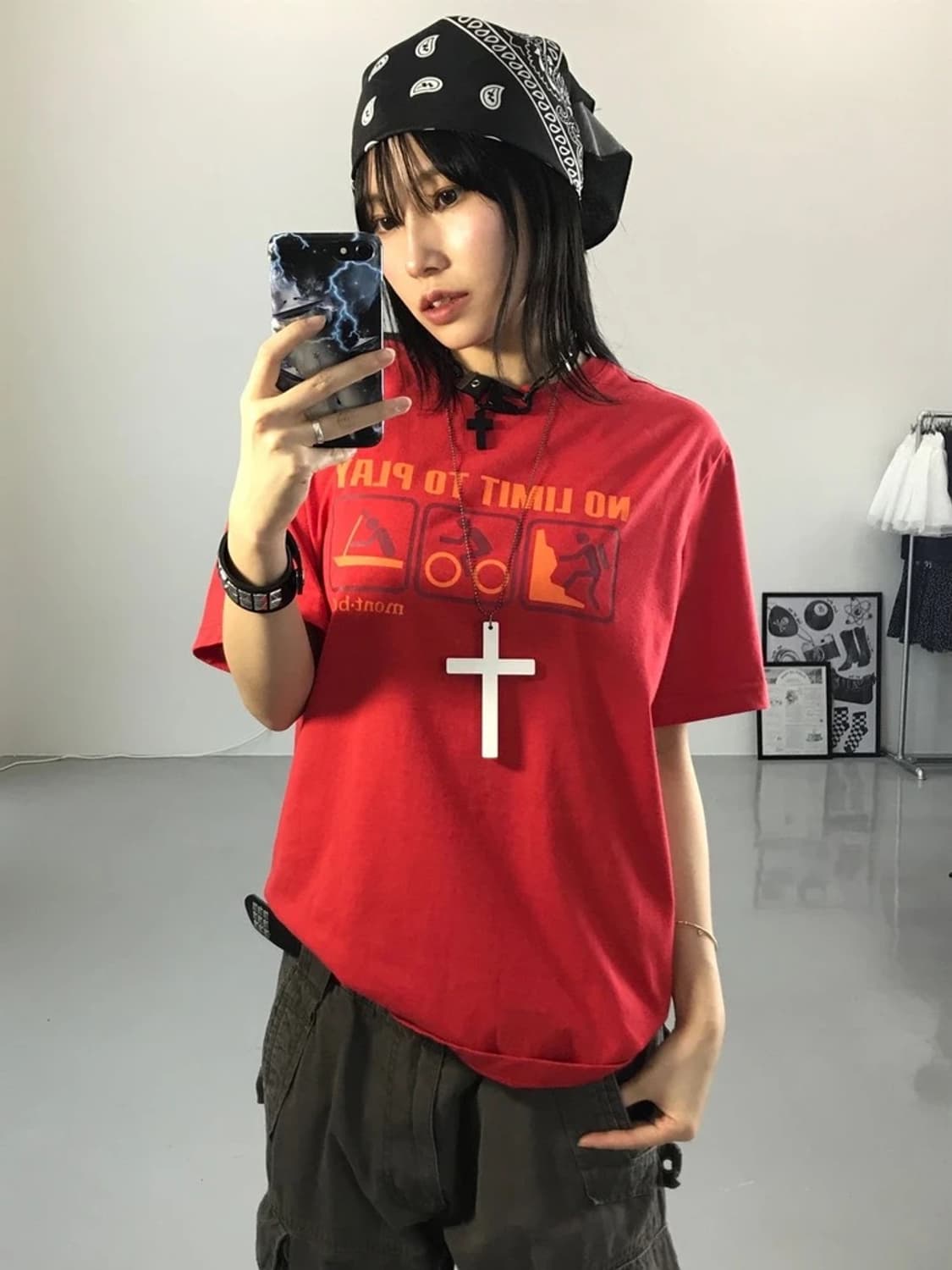 몽벨 레드 로고 반팔 상품이미지1