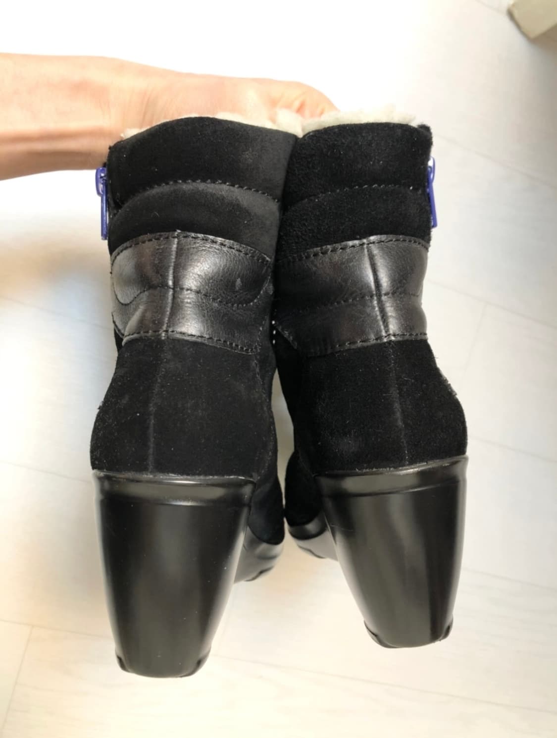 나인웨스트ㅡ천연가죽 웨지힐 부츠 230/양털/새수준 상품이미지4