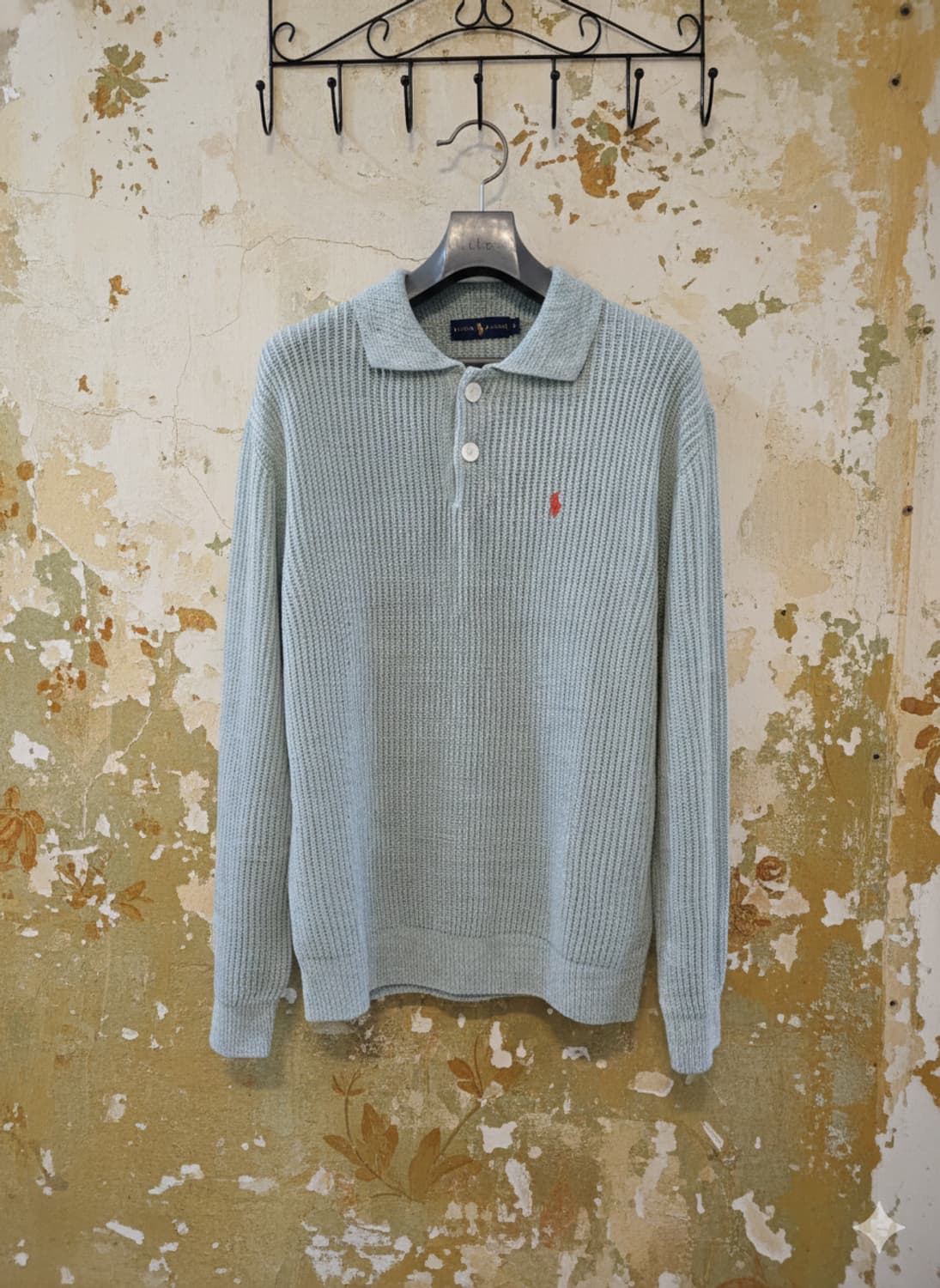 폴로 랄프로렌 민트색 긴팔 니트 폴로 셔츠 M 상품이미지1