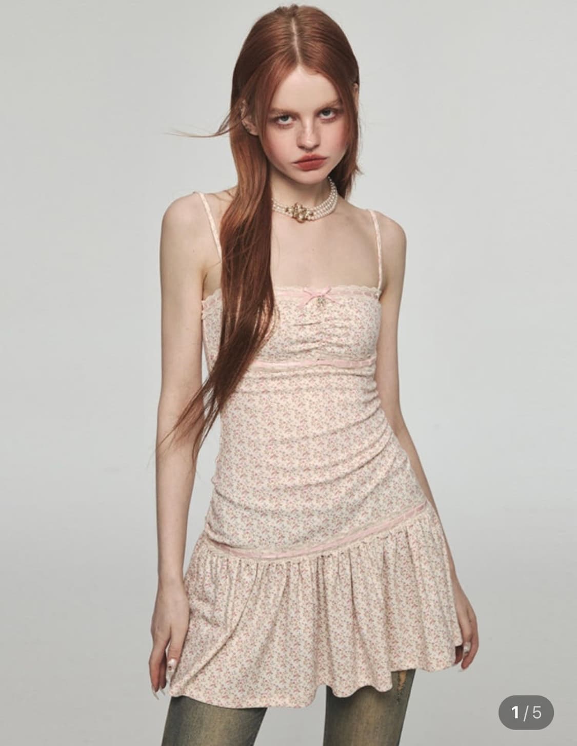 원진스튜디오 1jin studio 플라워 끈나시 미니 원피스 새상품 상품이미지5