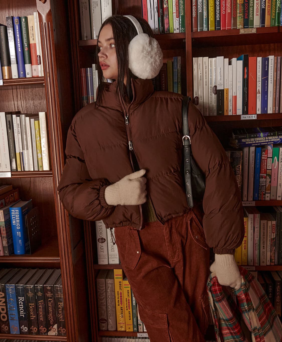 비터셀즈 스파클링 크롭 푸퍼 자켓-브라운  상품이미지2