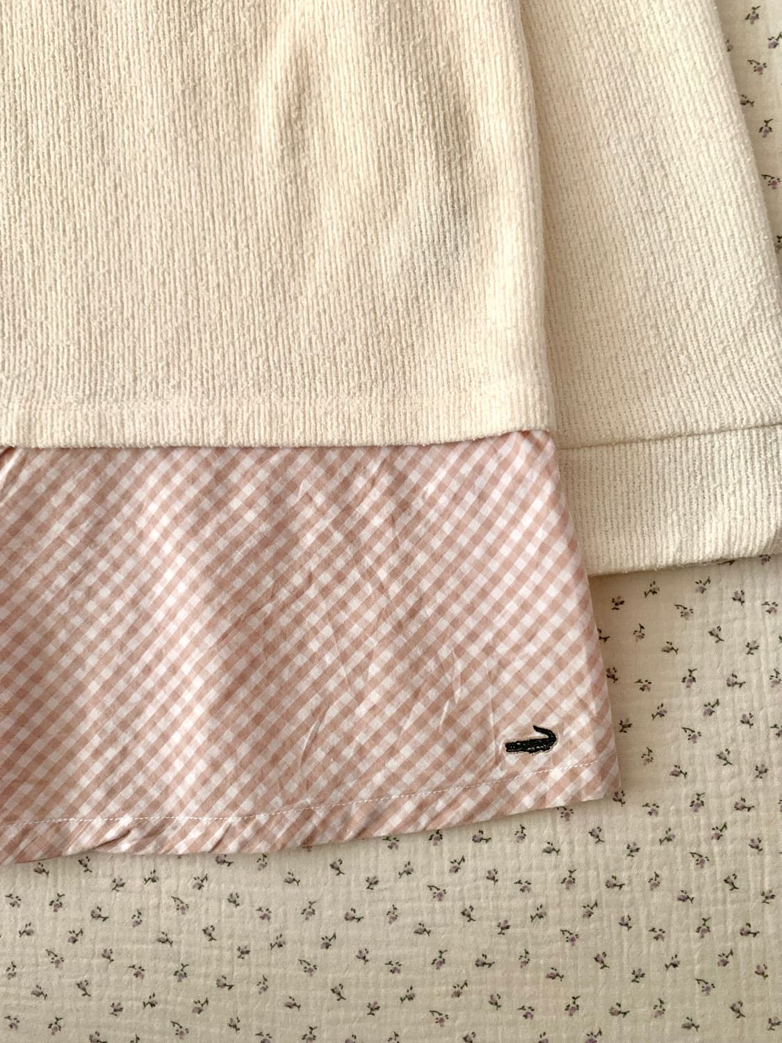 크로커다일 핑크 체크 셔츠 레이어드 탑 상품이미지4