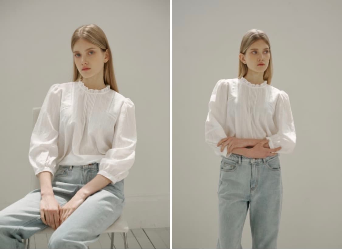 유에르 줄리 레이스 블라우스 아이보리 상품이미지6