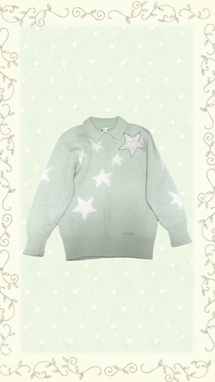 빈티지 꾸레쥬 별 파스텔 메론니트 위시코어 아일릿코어 상품이미지1