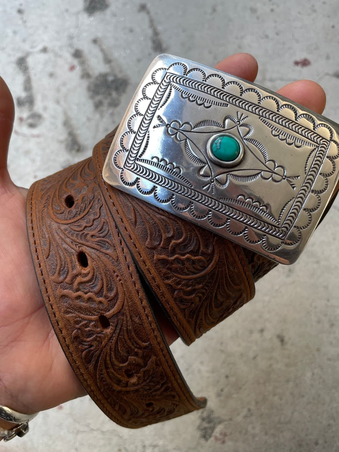 90s Tony Lama Turquoise Western Belt(USA 상품이미지2