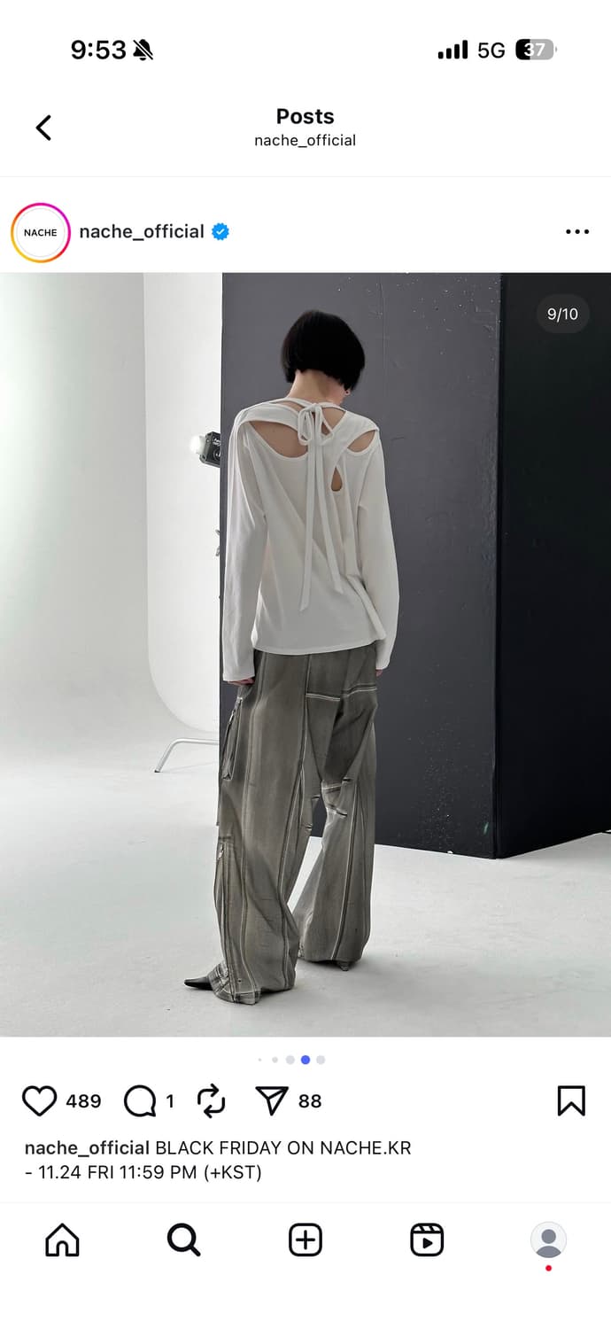 Nache back slit long sleeve / black 상품이미지2