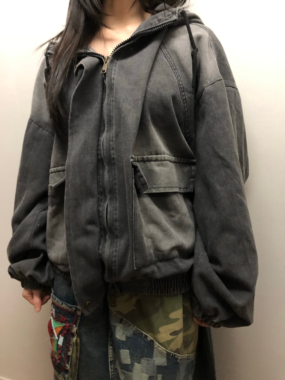 빈티지 블랙 데님 워싱 자켓 상품이미지6