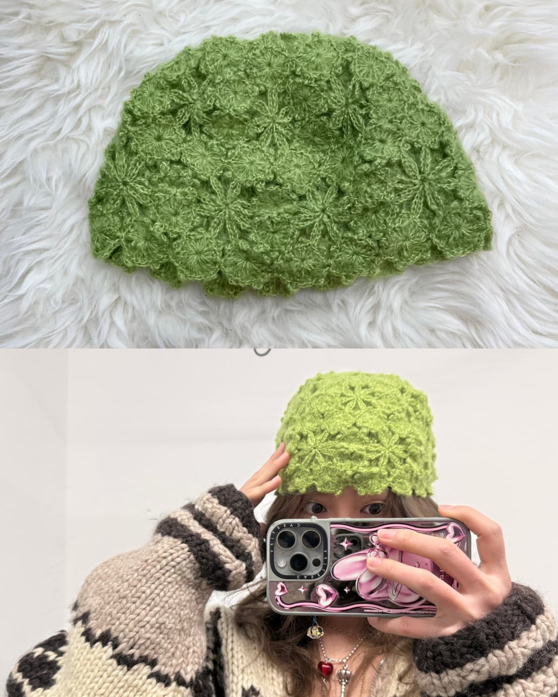 하구미 클로버 크로셰 비니☘️ 상품이미지1