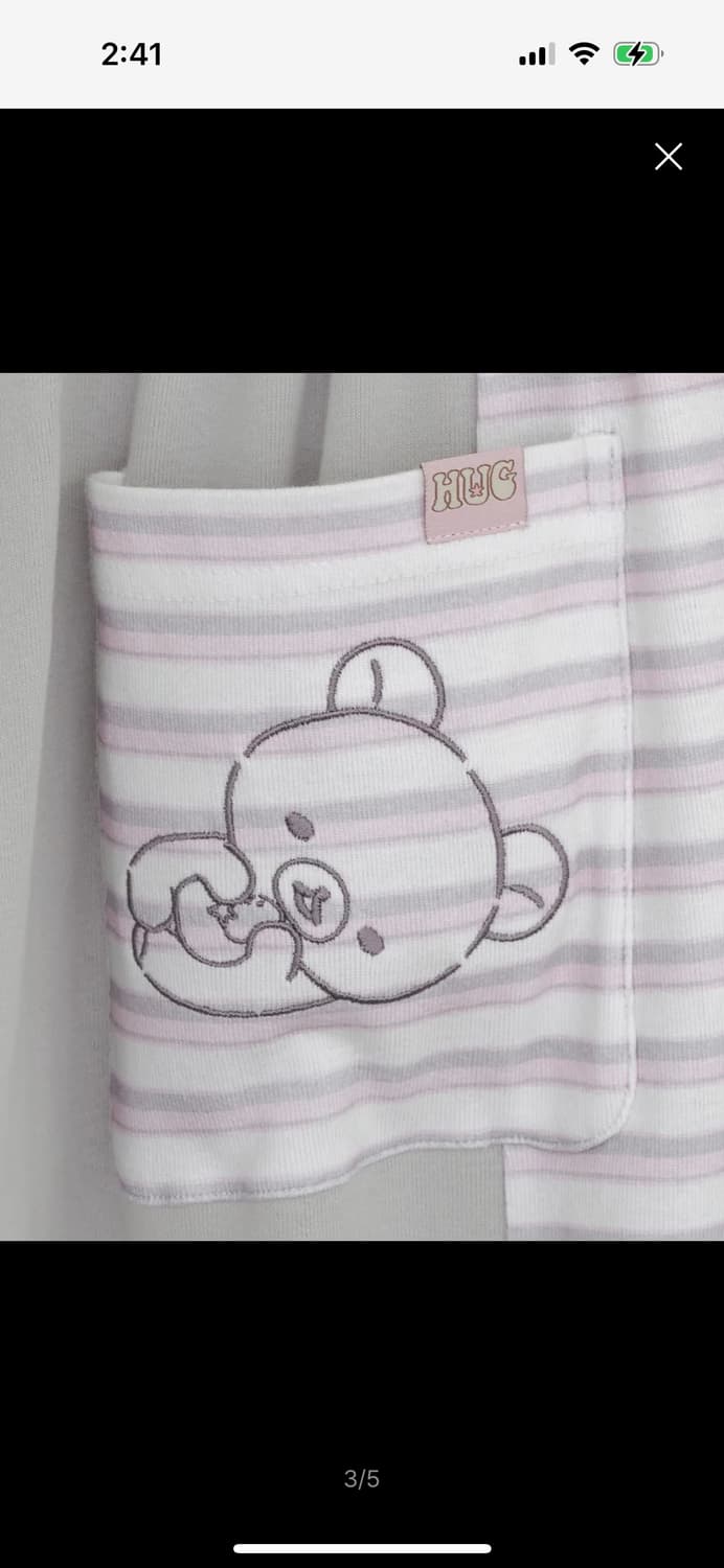 허그유어스킨 스트라이프 코리락쿠마 조거 팬츠 (핑크) 바지 상품이미지3