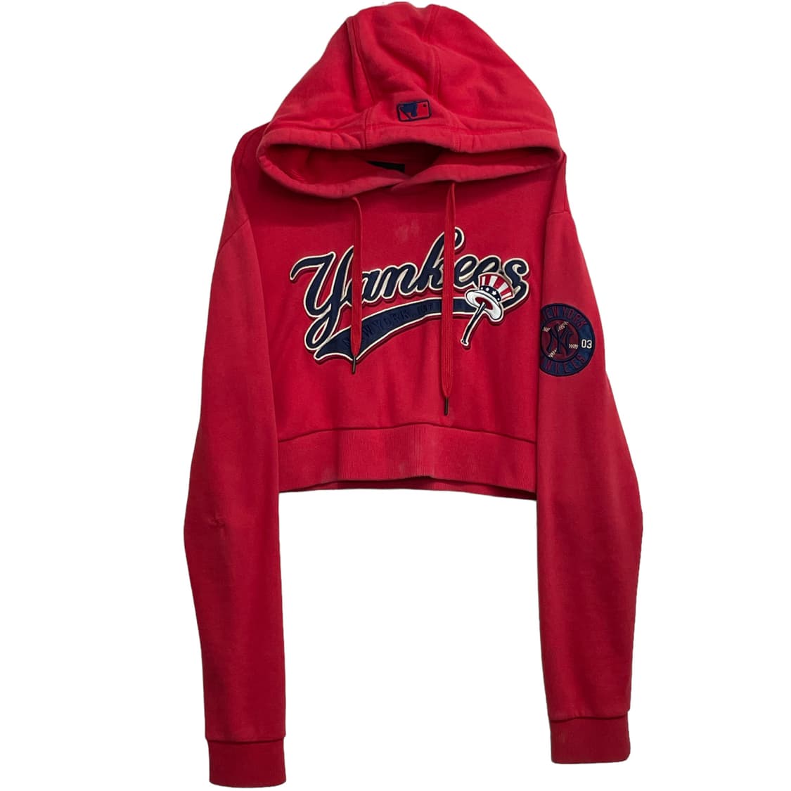 MLB 빨강 크롭 후드티 L (크롭 리폼) 상품이미지3