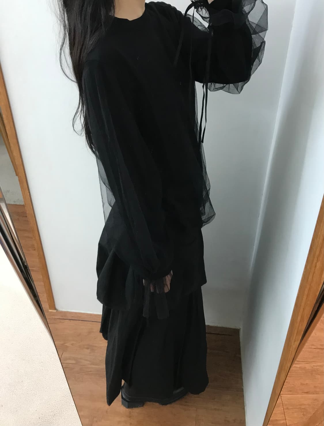 noir kei ninomiya tulle layered knit  상품이미지5