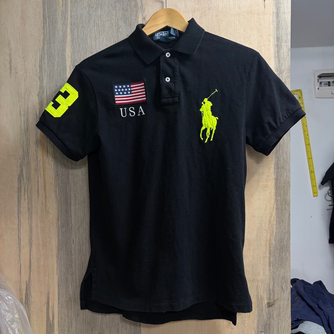 폴로 빅포니 치프키프 USA 블랙 형광 반팔 카라 티셔츠 S 상품이미지5