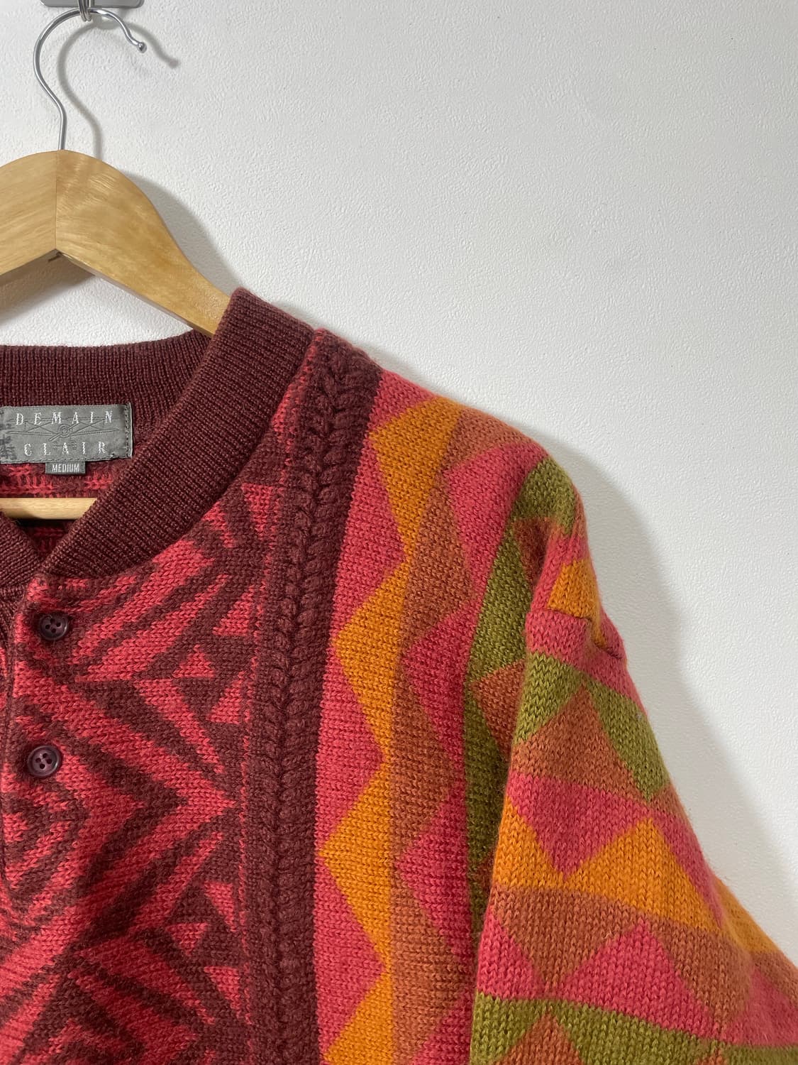 일본빈티지 기하학 패턴 니트 M - K17 상품이미지3