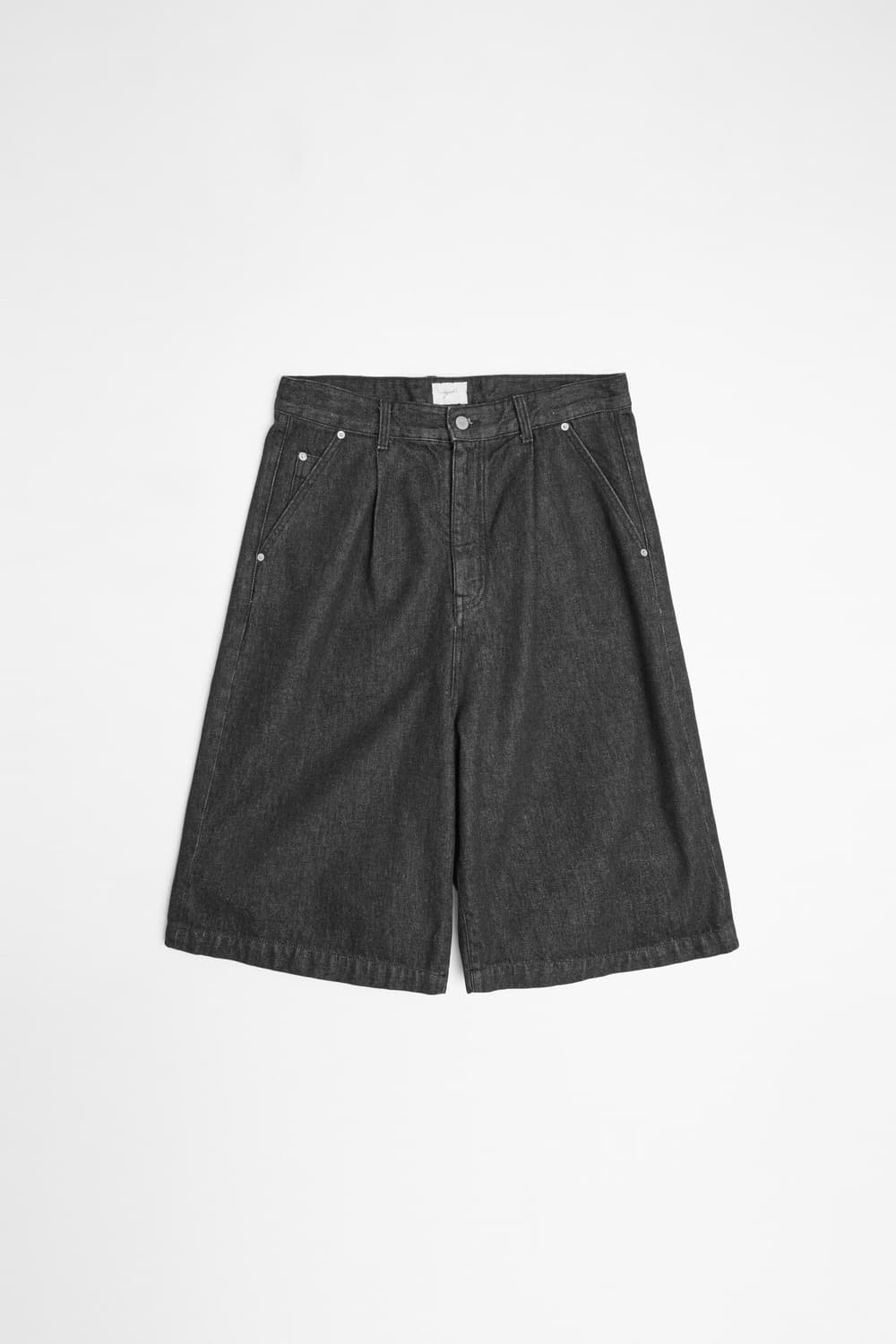 유스 와이드 하프 데님 팬츠 (Washed Black) 상품이미지1