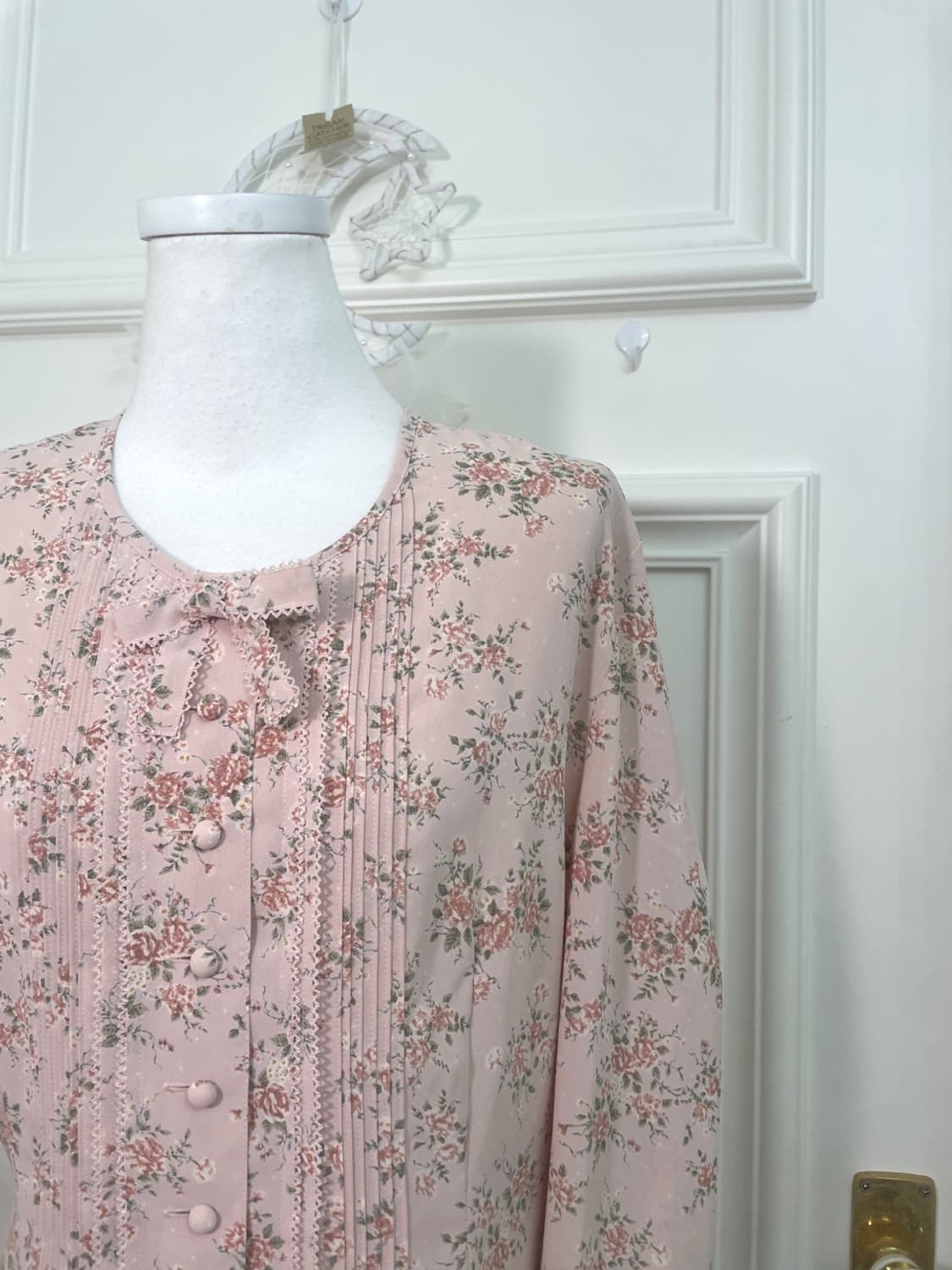 pink flower garden bow point blouse 상품이미지6