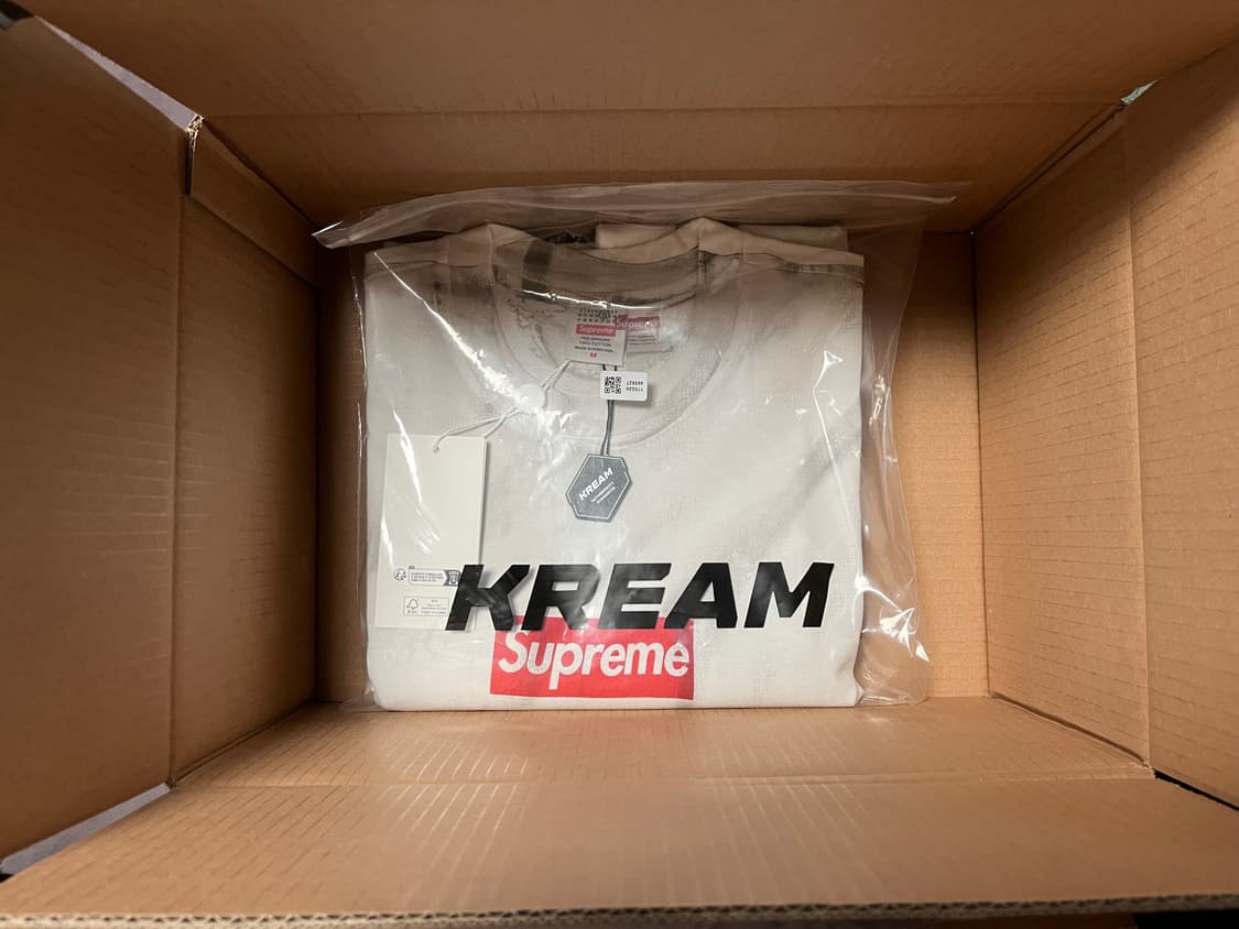 M / 슈프림 x MM6 메종 마르지엘라 박스로고 티셔츠 화이트 상품이미지4