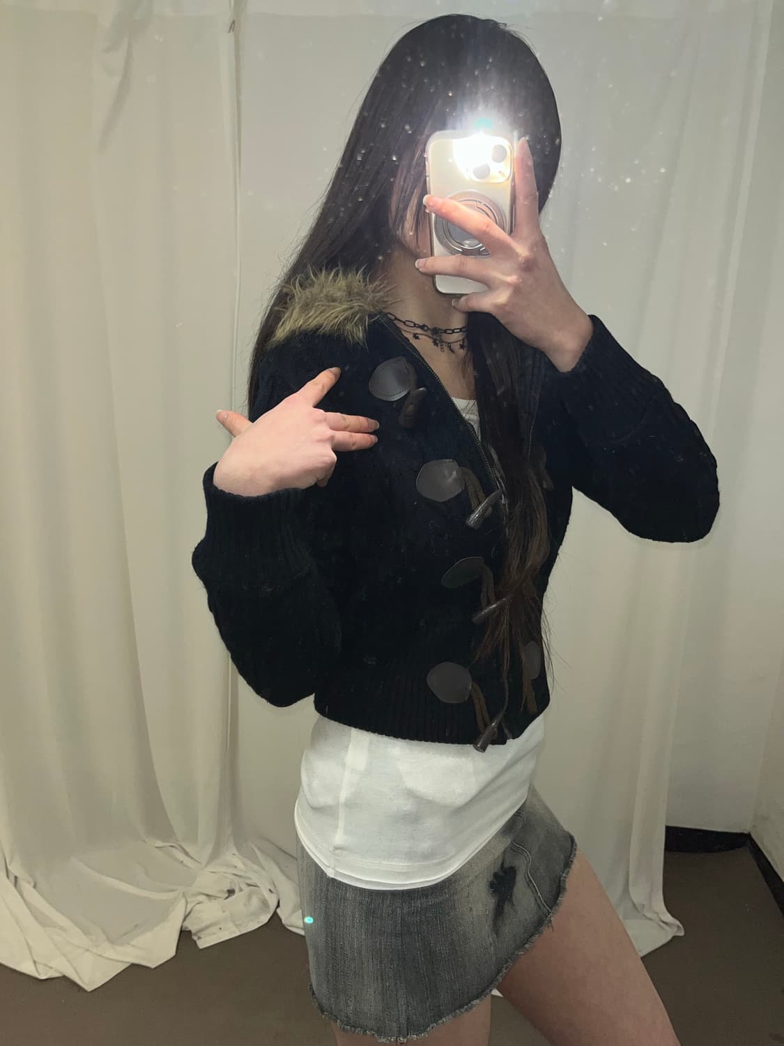 울프죠 꽈배기 니트 후드집업 상품이미지4