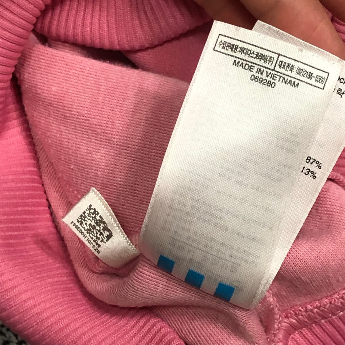 아디다스 핑크 흰색 후드 져지 상품이미지5